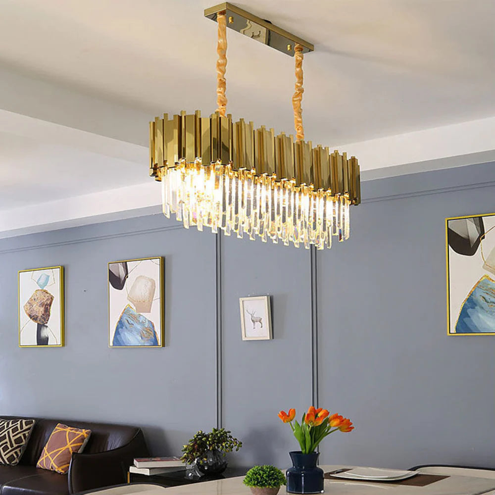 Bisates Nordic Postmodern Luxury Gold Crystal Chandelier for Dining Room & Living Room