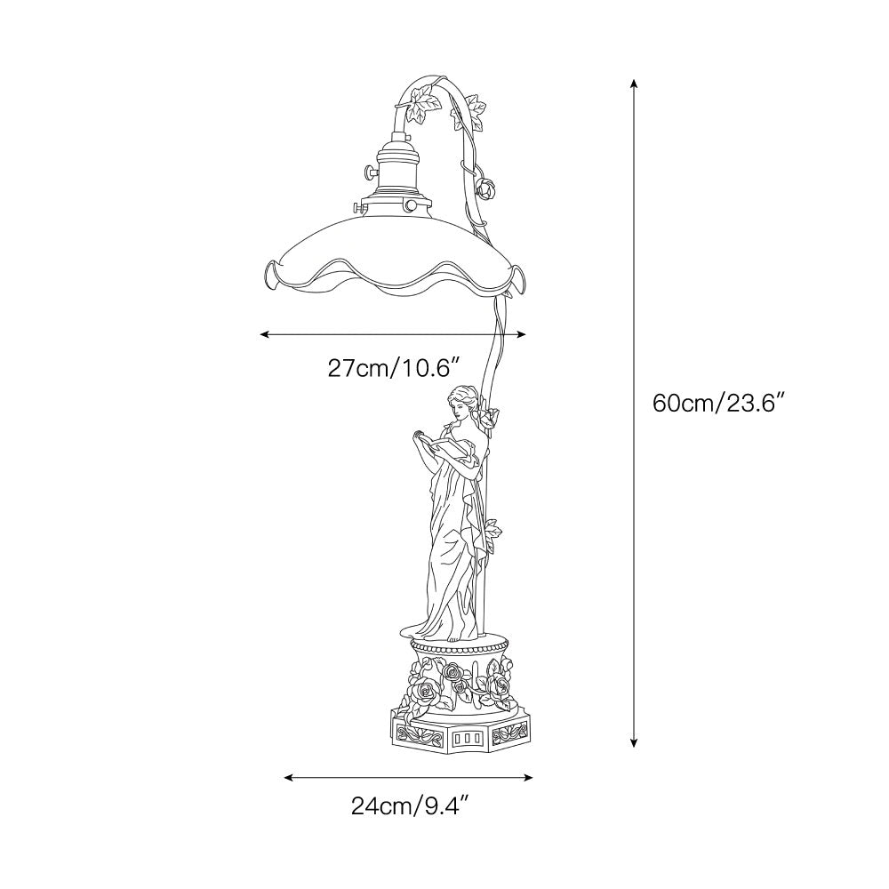 Petalo Lady Statue Glass Table Lamp