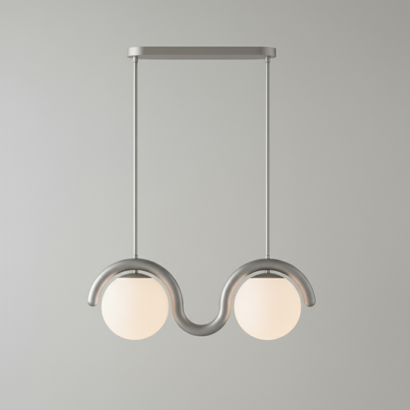 Uveta Linear Chandelier Red&Silver-Relic Pieces