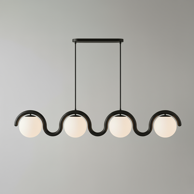 Uveta Linear Chandelier Red&Silver-Relic Pieces