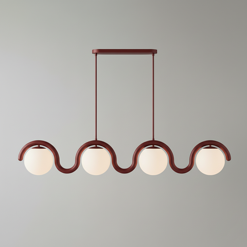 Uveta Linear Chandelier Red&Silver-Relic Pieces