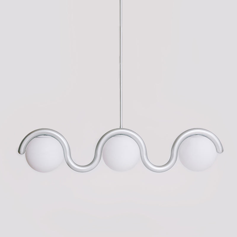 Uveta Linear Chandelier Red&Silver-Relic Pieces