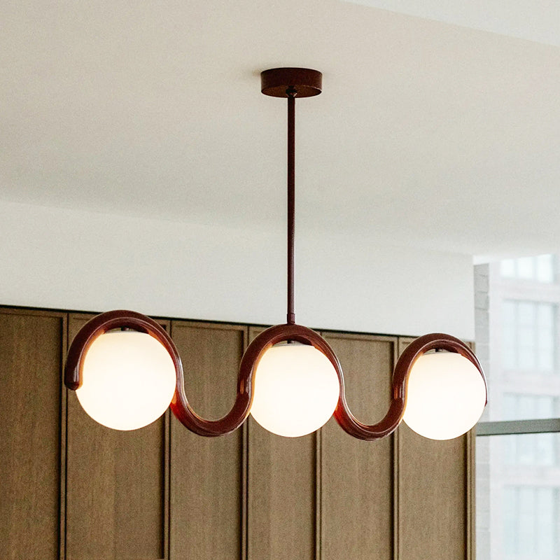 Uveta Linear Chandelier Red&Silver-Relic Pieces