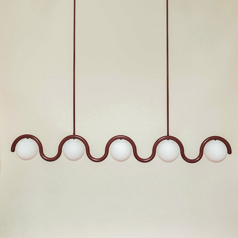 Uveta Linear Chandelier Red&Silver-Relic Pieces