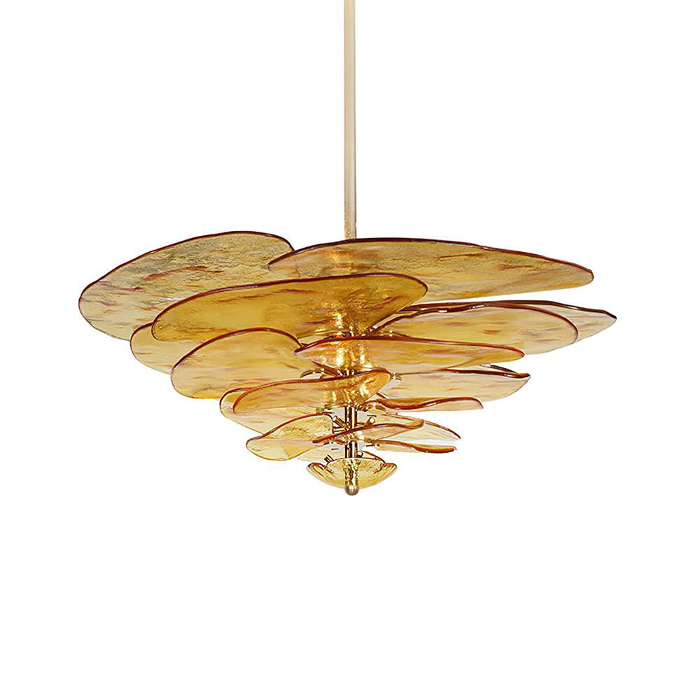 Resovon Chandelier Glass Contemporary Leaf Layered
