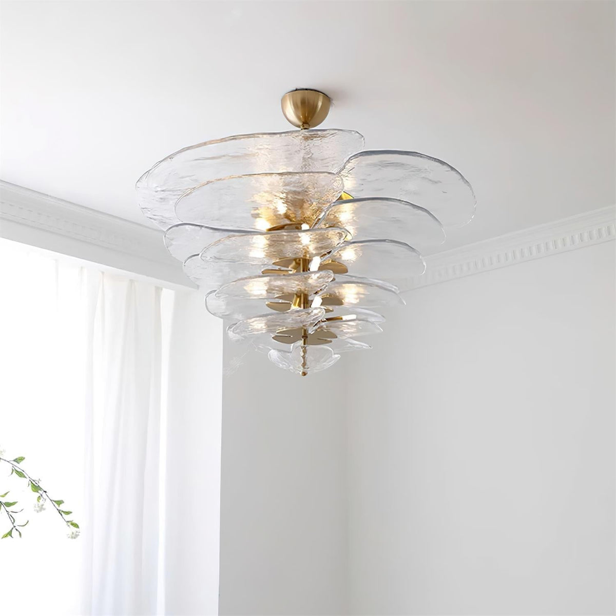 Resovon Chandelier Glass Contemporary Leaf Layered