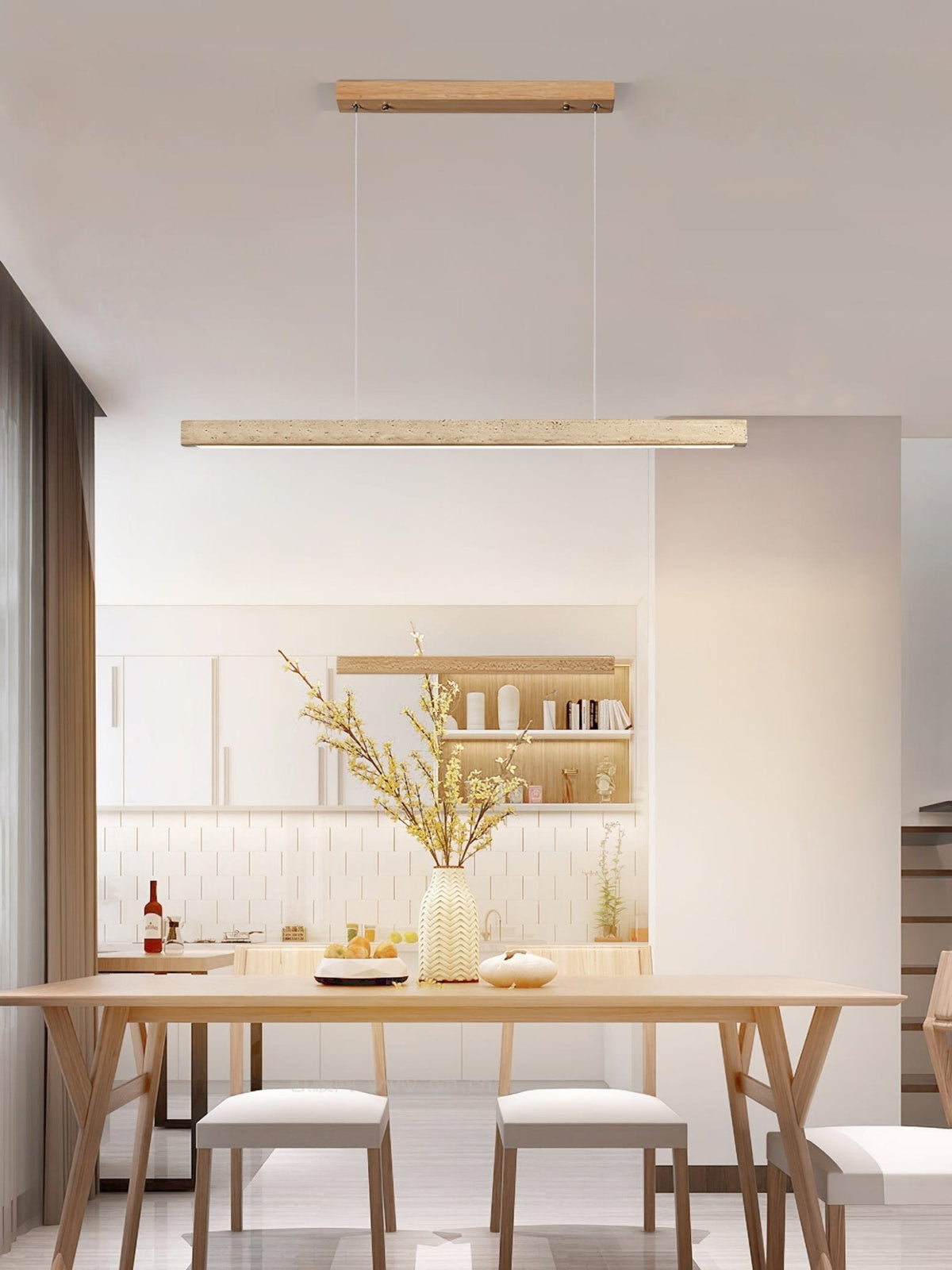 Lyven Minimalist Travertine Linear Pendant Light