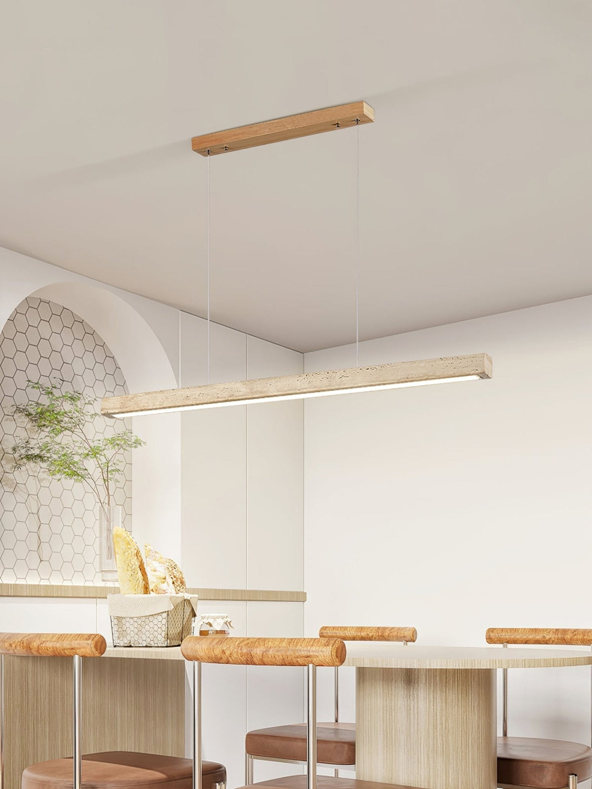 Lyven Minimalist Travertine Linear Pendant Light