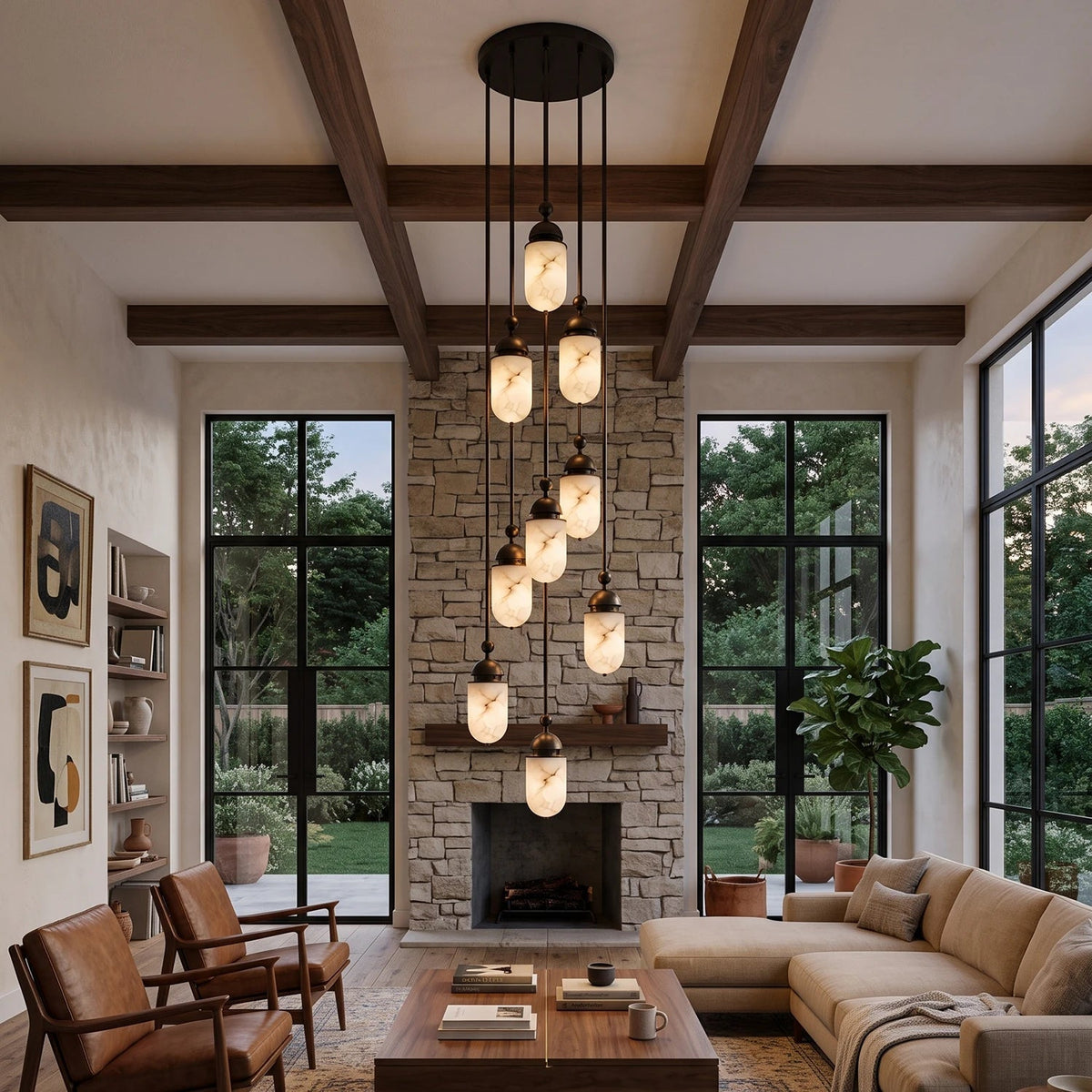 Whitcombe Alabaster Rod Pendant Lamp