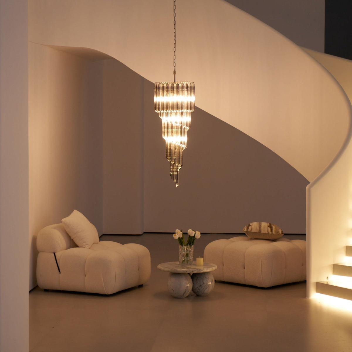 Velarella Chandelier Smoked Glass Spiral