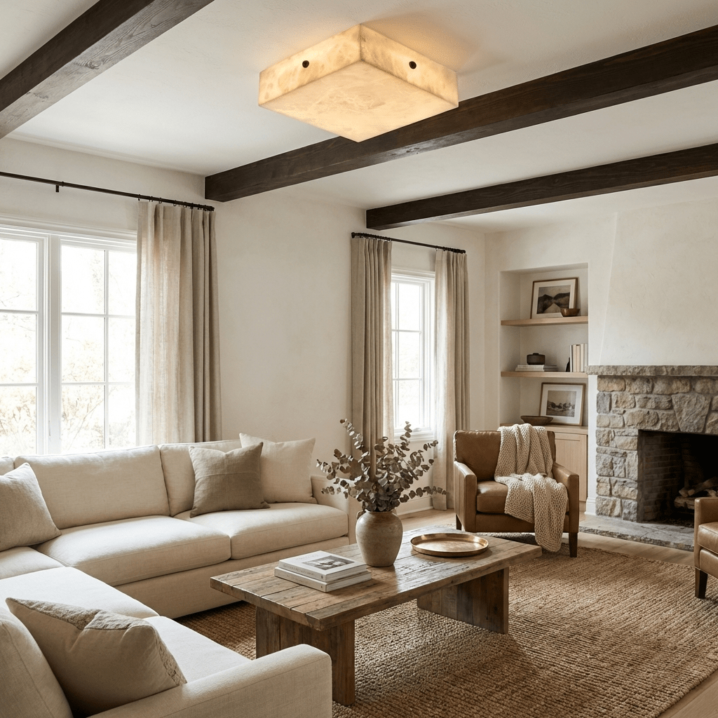 Mirelith Alabaster Square Ceiling Lamp