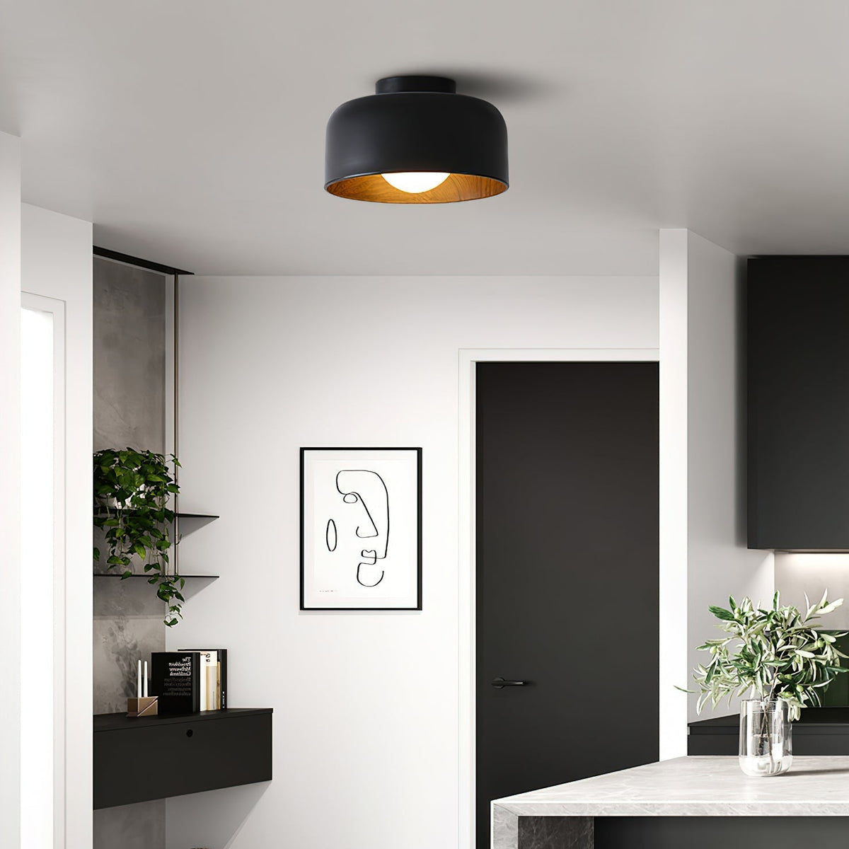 Clairbrook Wood Round Flush Mount Ceiling Light