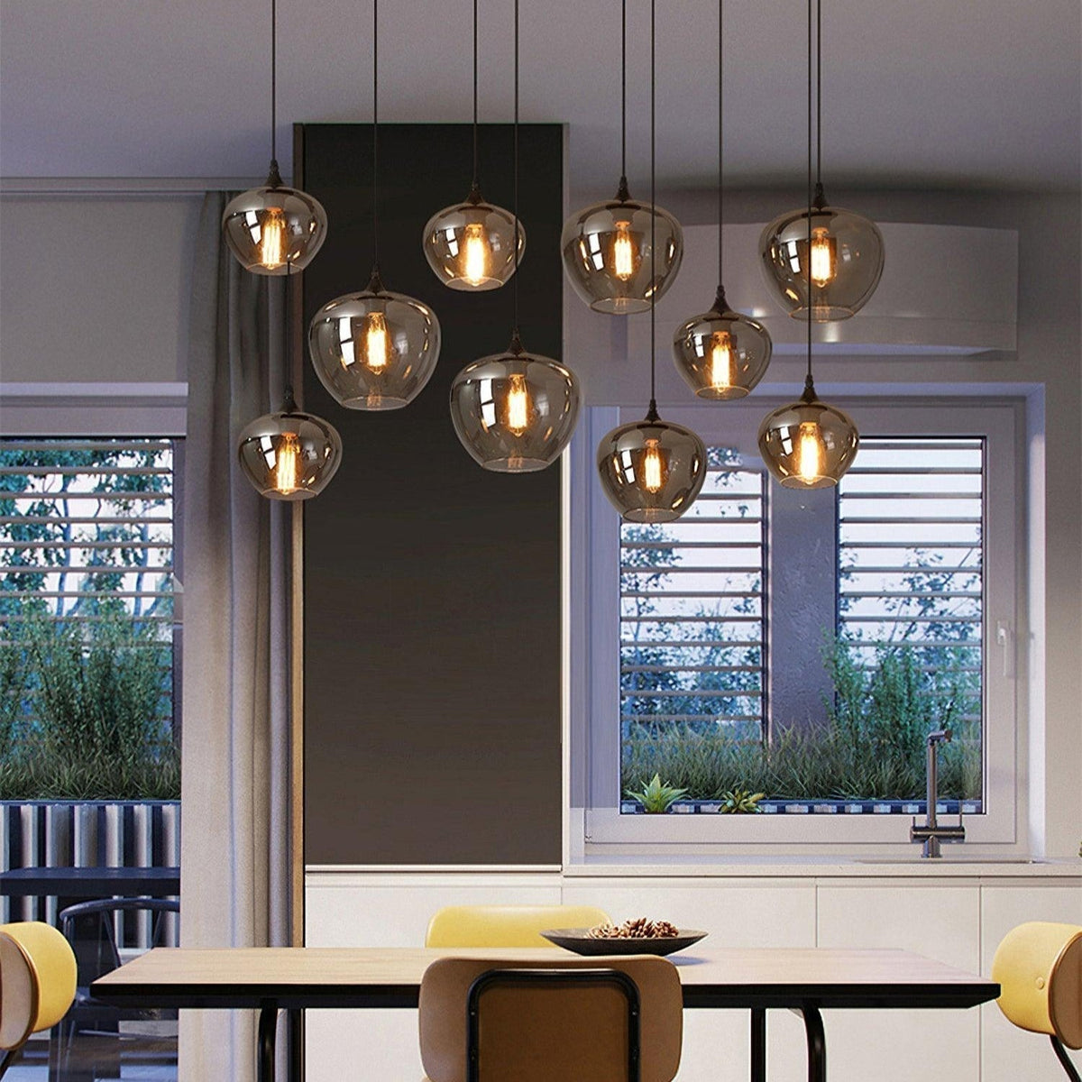 Lovider Minimalist Bottle Glass Pendant Light Smoke Gray