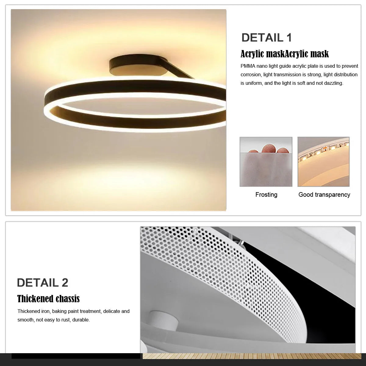 Solinor Modern Circle Flush Mount Ceiling Light, Black & White-Relic Pieces