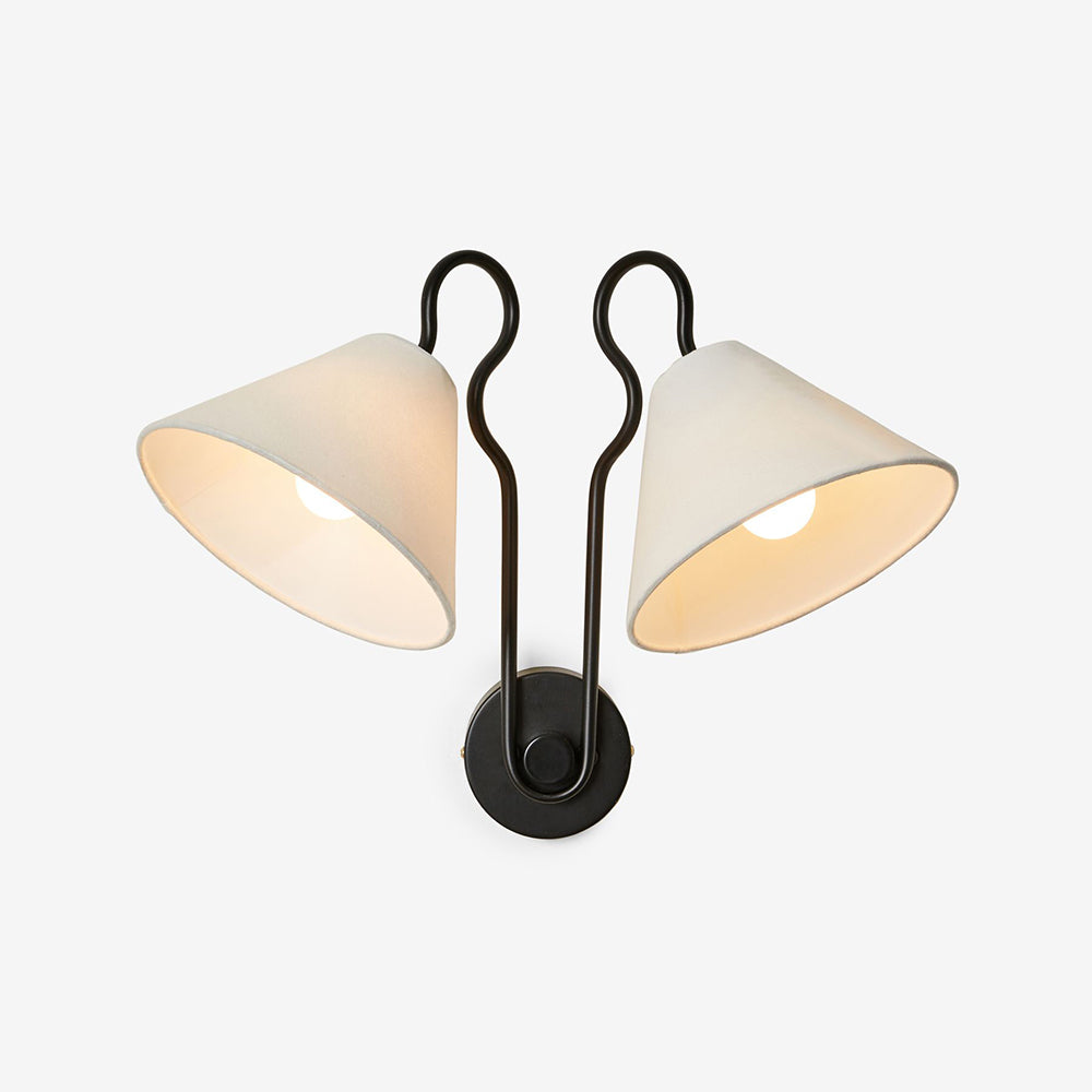 Legudit Wall Lamp Double White Cone Shades Fabric