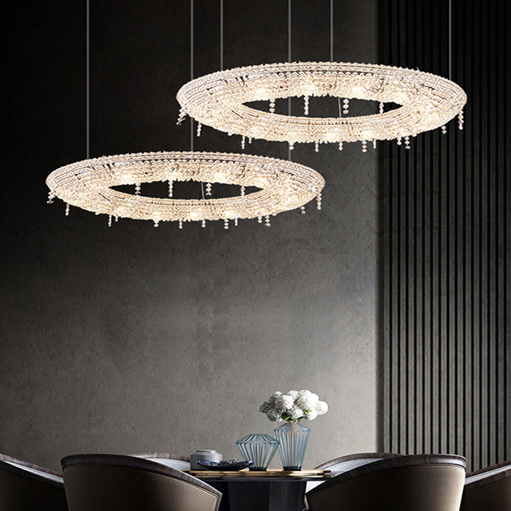 Zukomes Luxury Round Crystal Pendant Light for Living Room/Dining Room