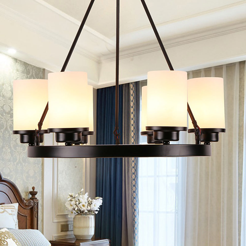 Ribonat Retro Black Metal/Glass Chandelier for Living Room