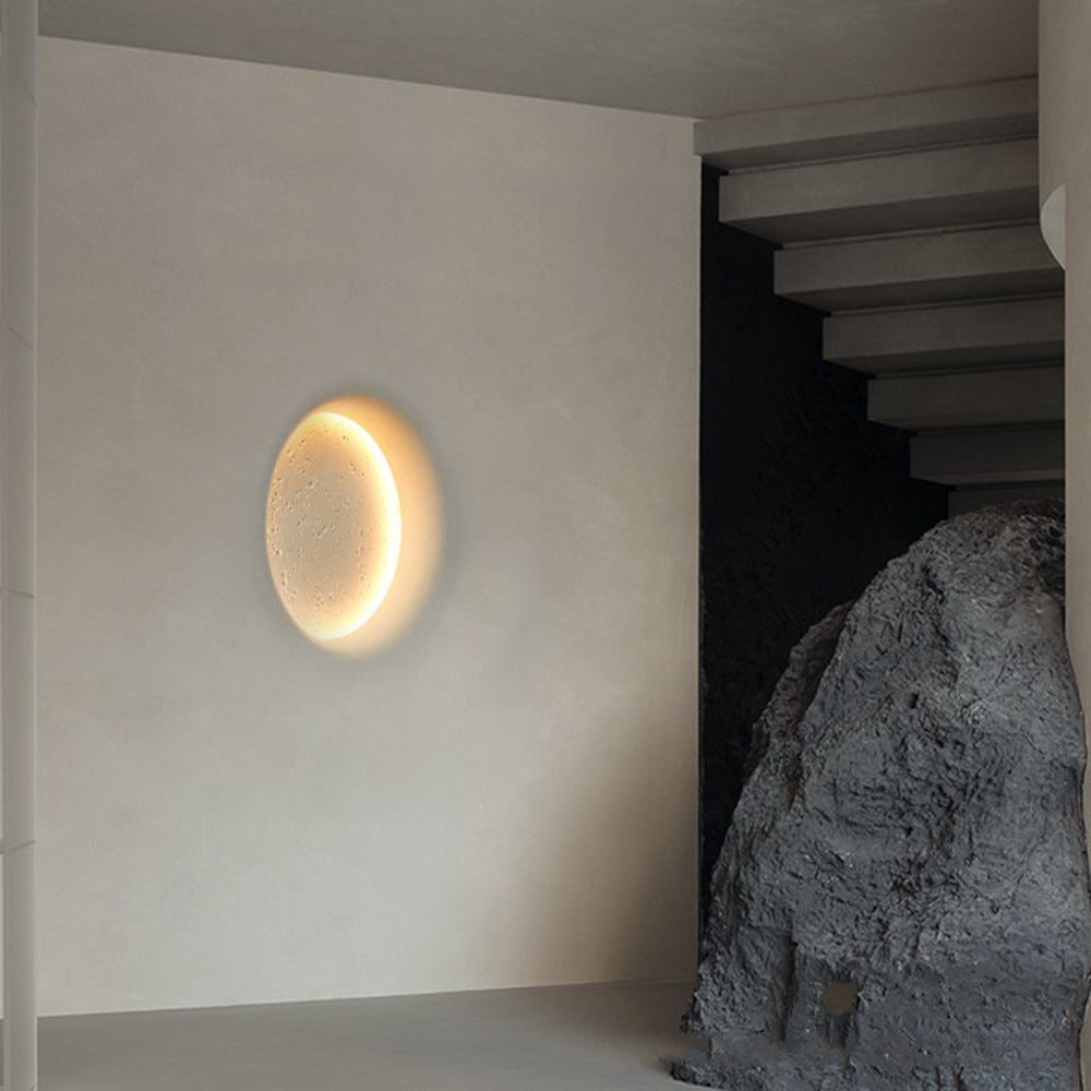 Fupenud Decorative Moon Metal/Gypsum Wall Lamp, White