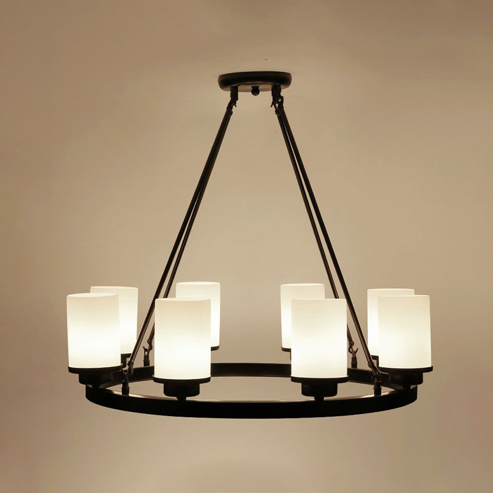 Ribonat Retro Black Metal/Glass Chandelier for Living Room