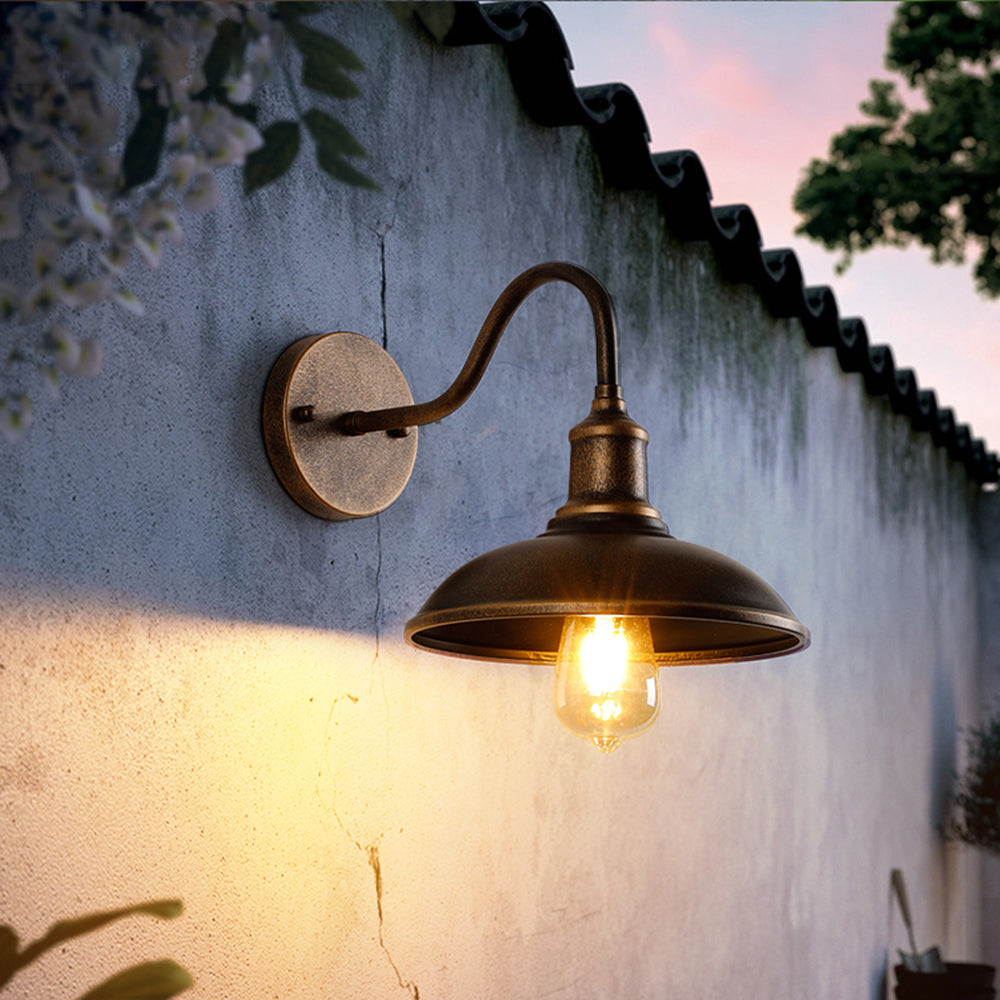 Nogebud Rustic Bowl Shaped Metal Wall Lamp, Antique Brass
