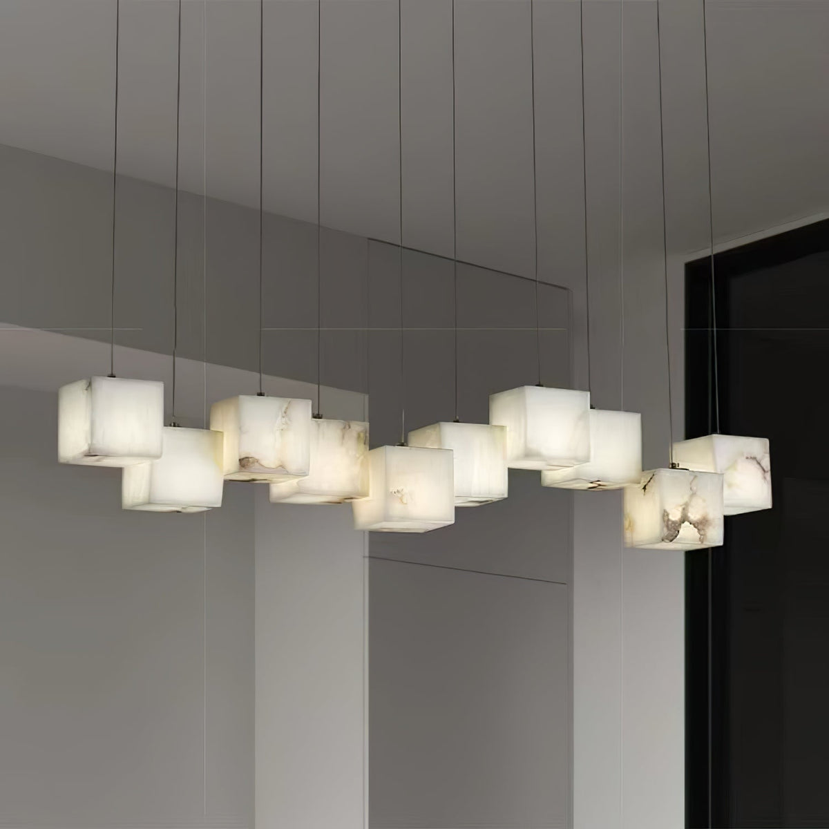 Alabaster Chandelier Box Cubic Elegance