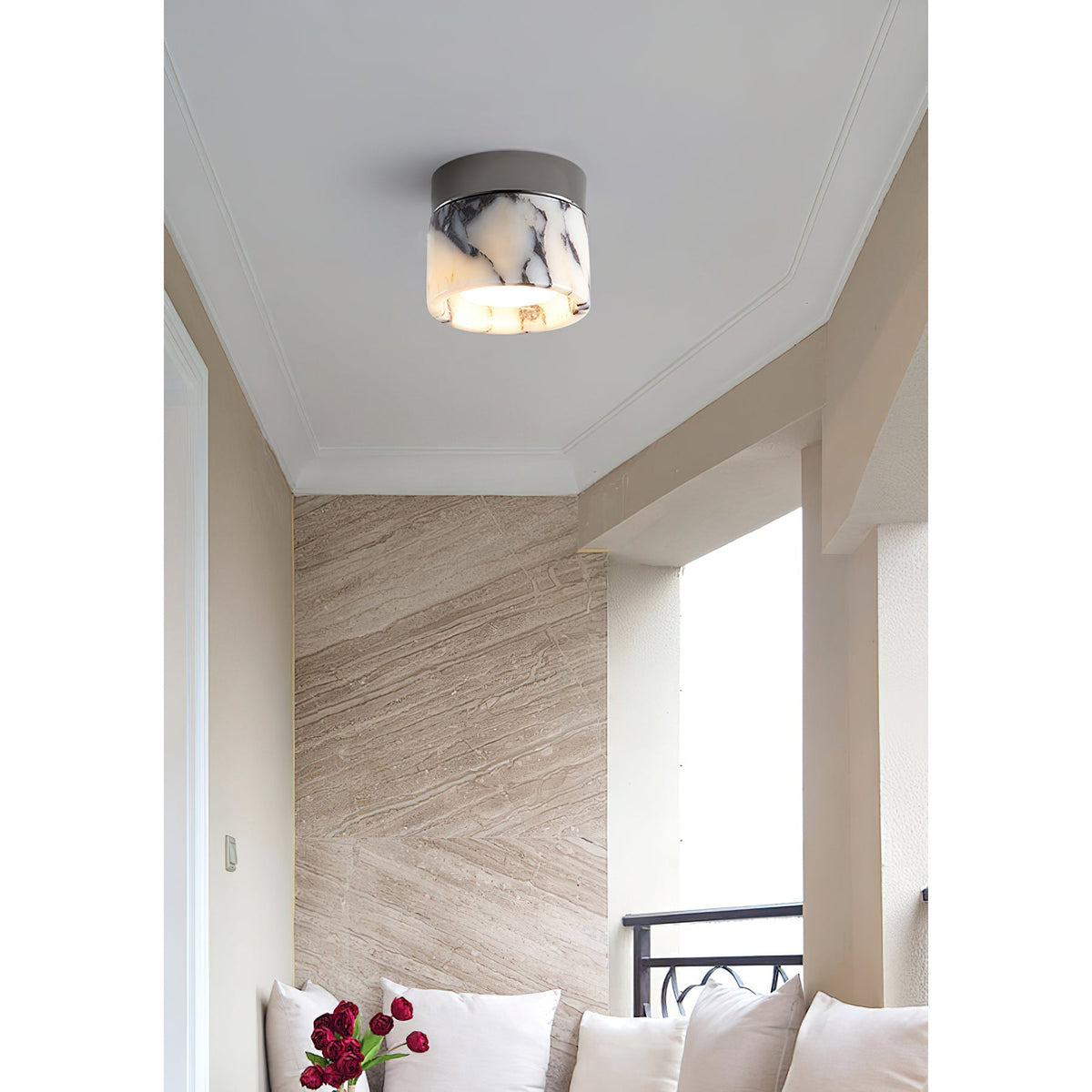Ivinir Round Marble Ceiling Lamp-Relic Pieces