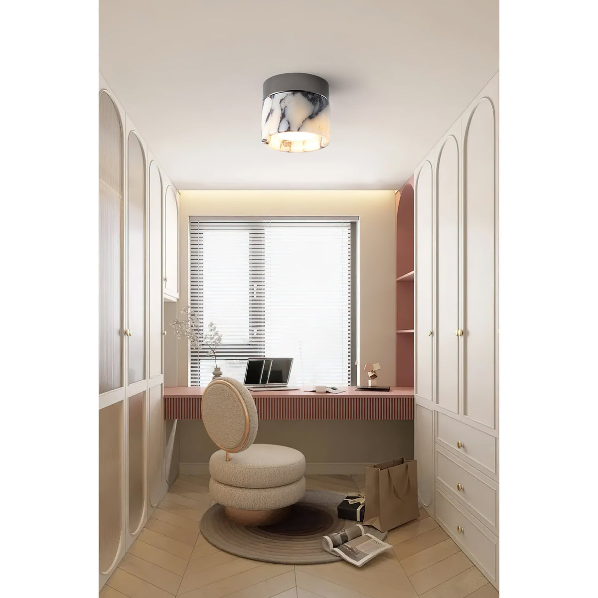 Ivinir Round Marble Ceiling Lamp-Relic Pieces