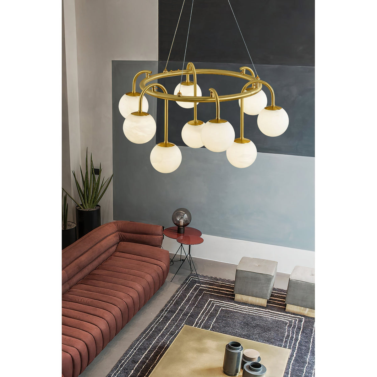 Zotalara Elegance Brass Alabaster Chandelier