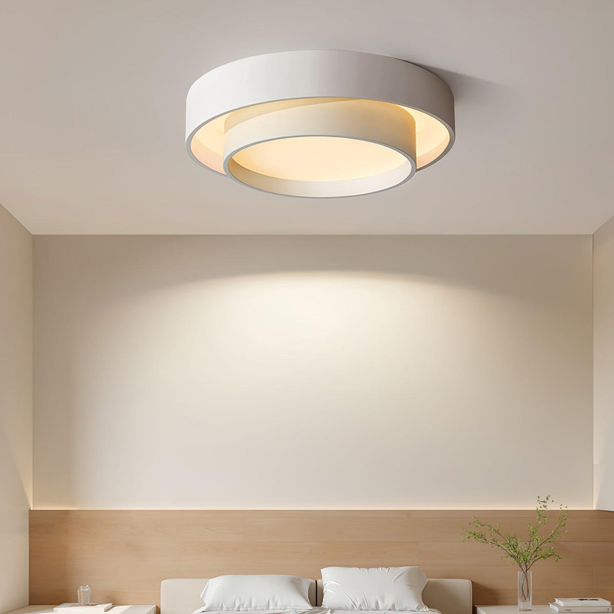 Wopusot Ceiling Lamp Double Ring Gray&Black&White Cylinder shape