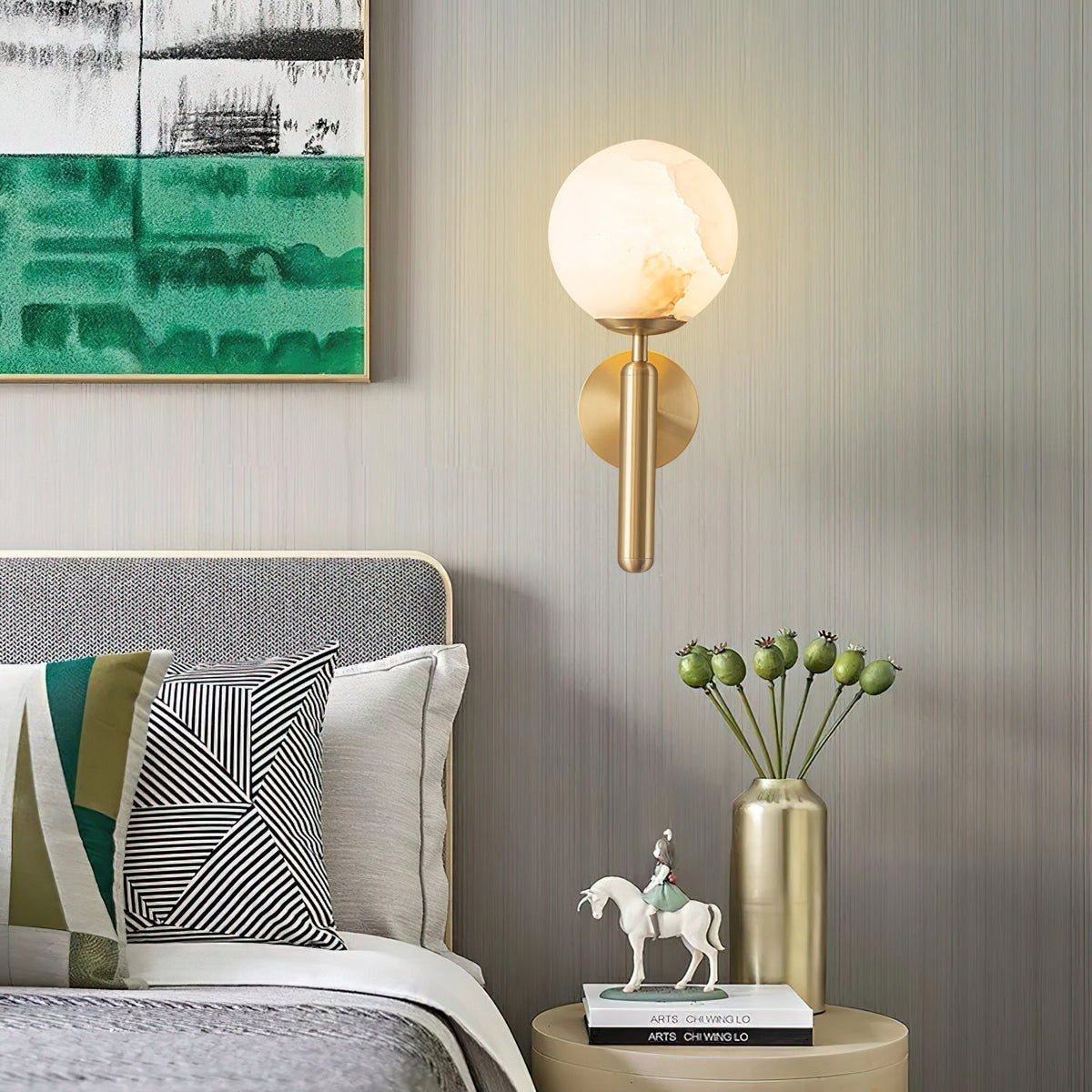 Albanette Brass Alabaster Wall Lamp