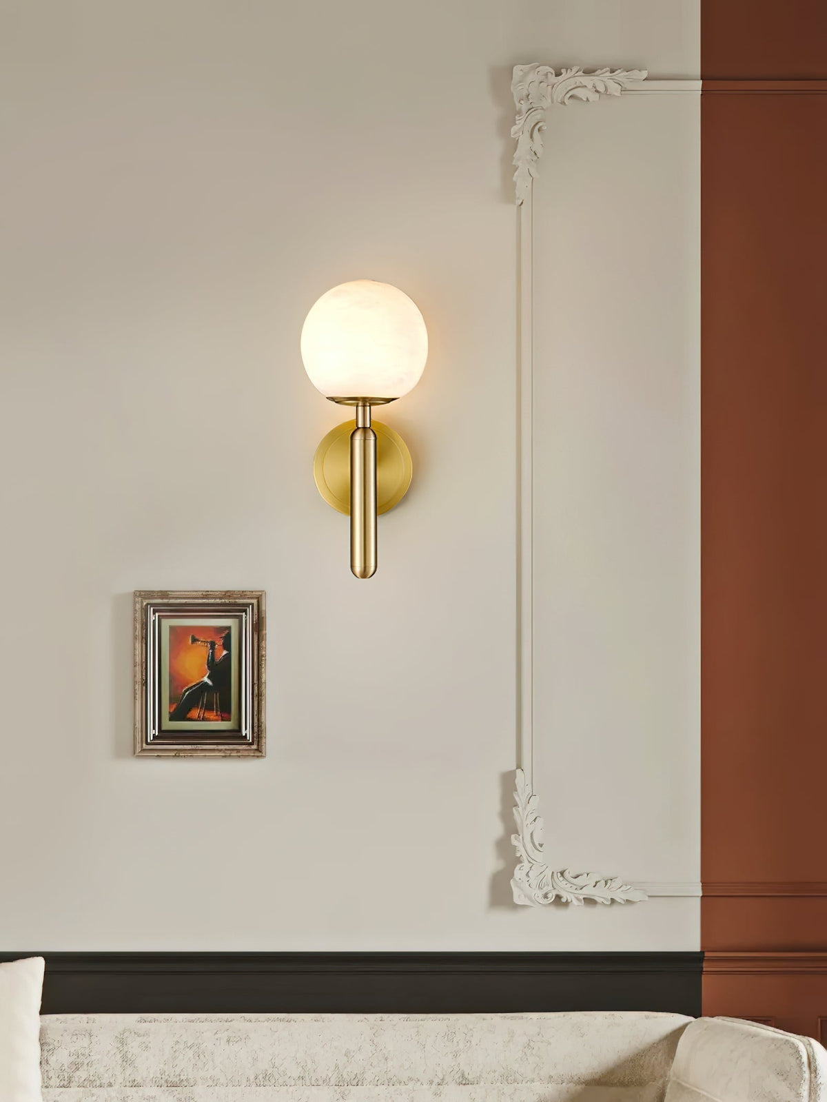 Albanette Brass Alabaster Wall Lamp