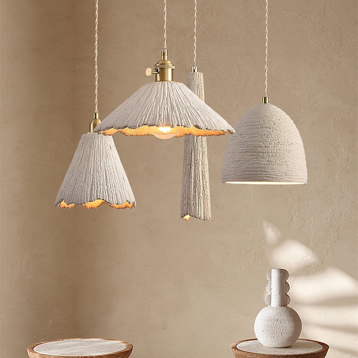 Nirove Pendant Lamp Adjustable Fabric Shade