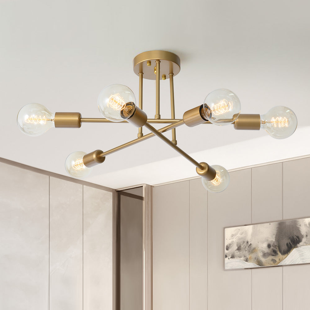 Vallin Modern Brass Semi Flush Mount Chandelier-Relic Pieces