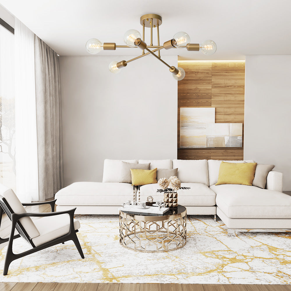 Vallin Modern Brass Semi Flush Mount Chandelier-Relic Pieces