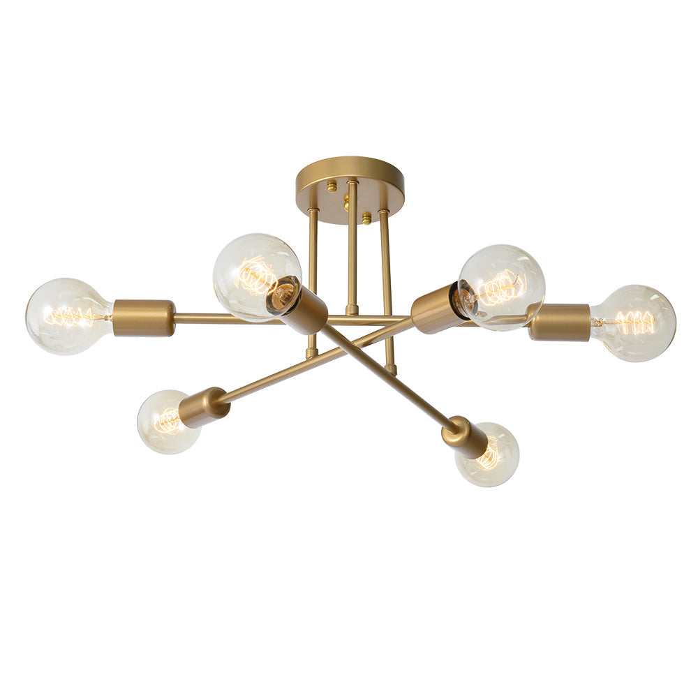 Vallin Modern Brass Semi Flush Mount Chandelier-Relic Pieces