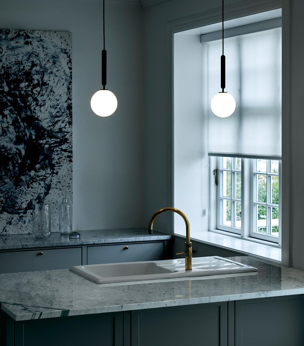 Azorila Modern Minimalist Swag Brass Glass Pendant Light