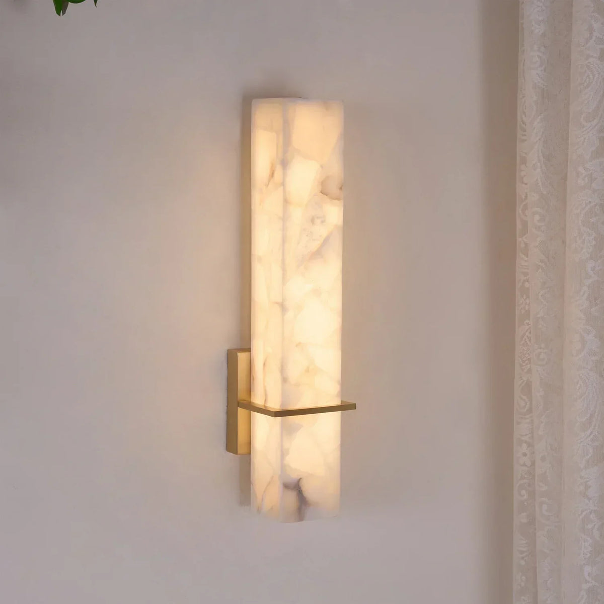 Ritta Wall Lamp White Alabaster Brass Modern Cuboid-Relic Pieces