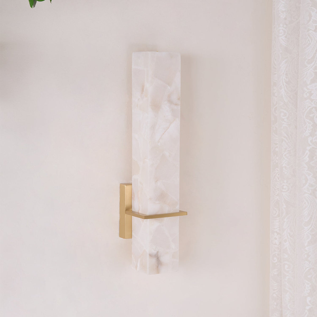 Ritta Wall Lamp White Alabaster Brass Modern Cuboid-Relic Pieces