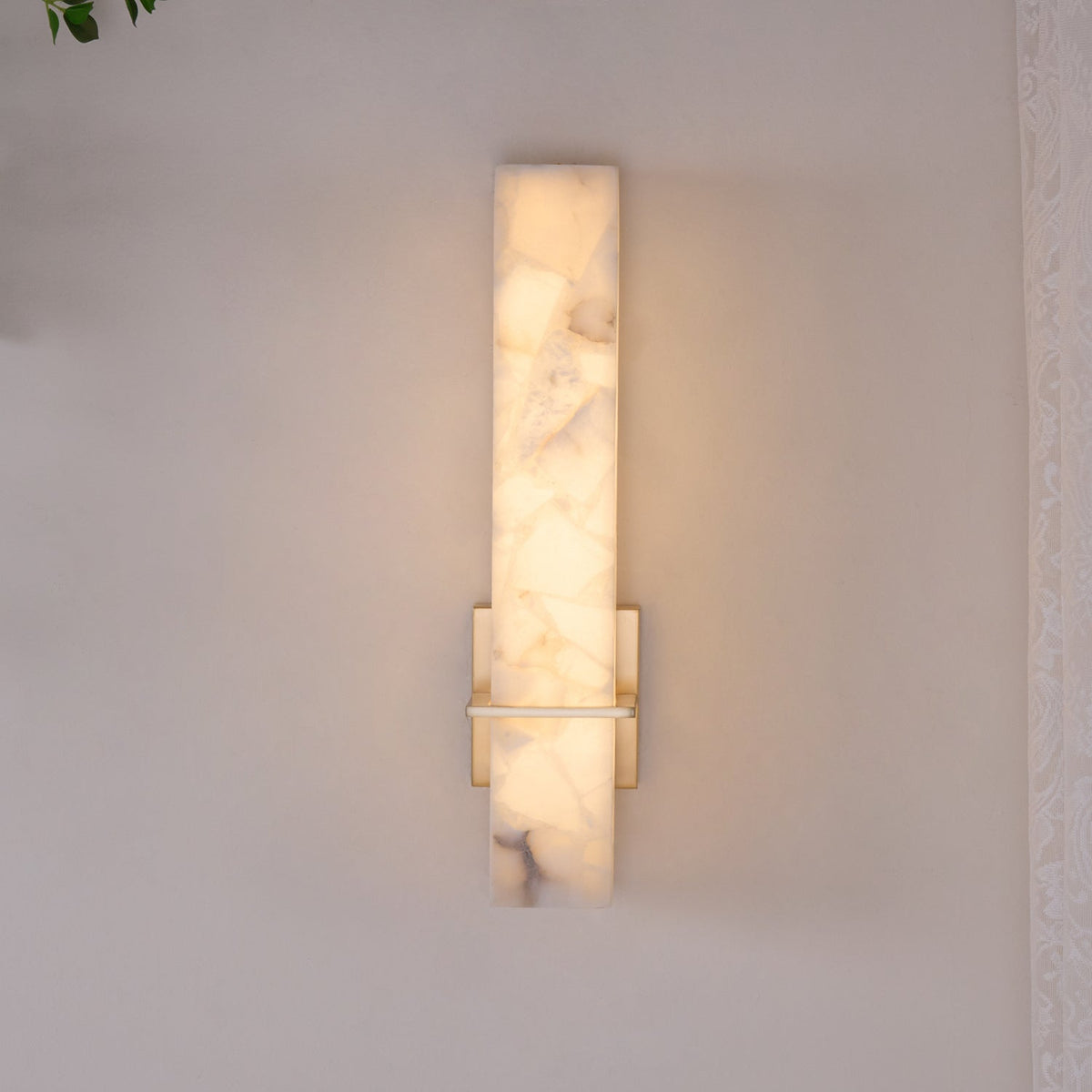 Ritta Wall Lamp White Alabaster Brass Modern Cuboid-Relic Pieces