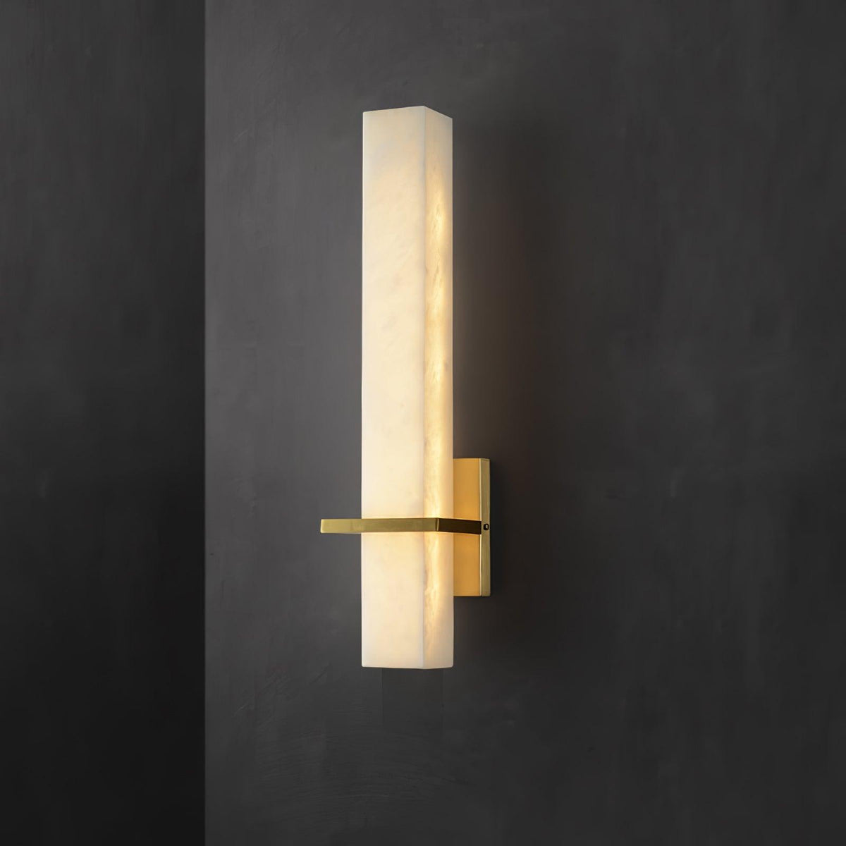 Ritta Wall Lamp White Alabaster Brass Modern Cuboid-Relic Pieces