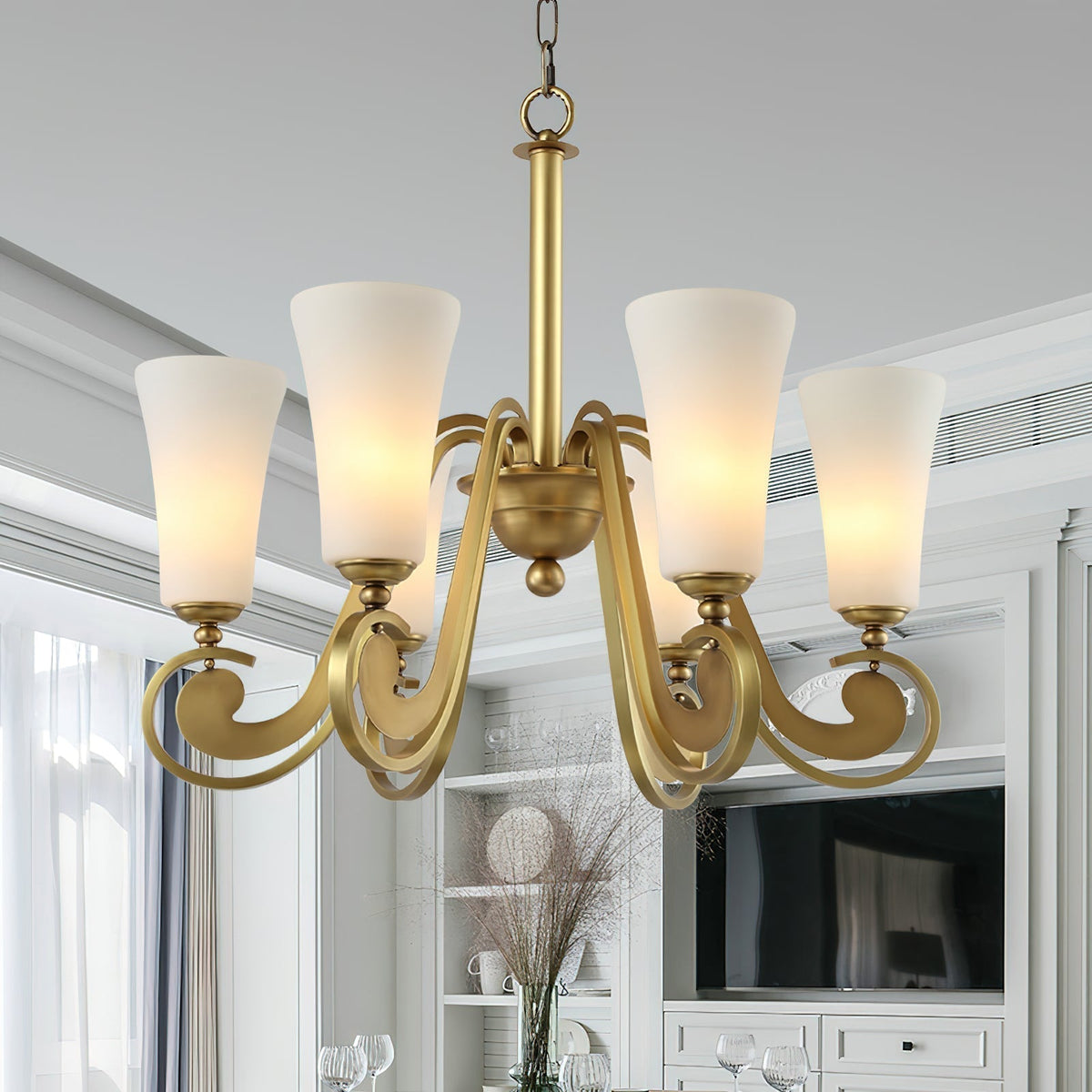Eiruian Postmodern Luxury Brass Glass Chandelier