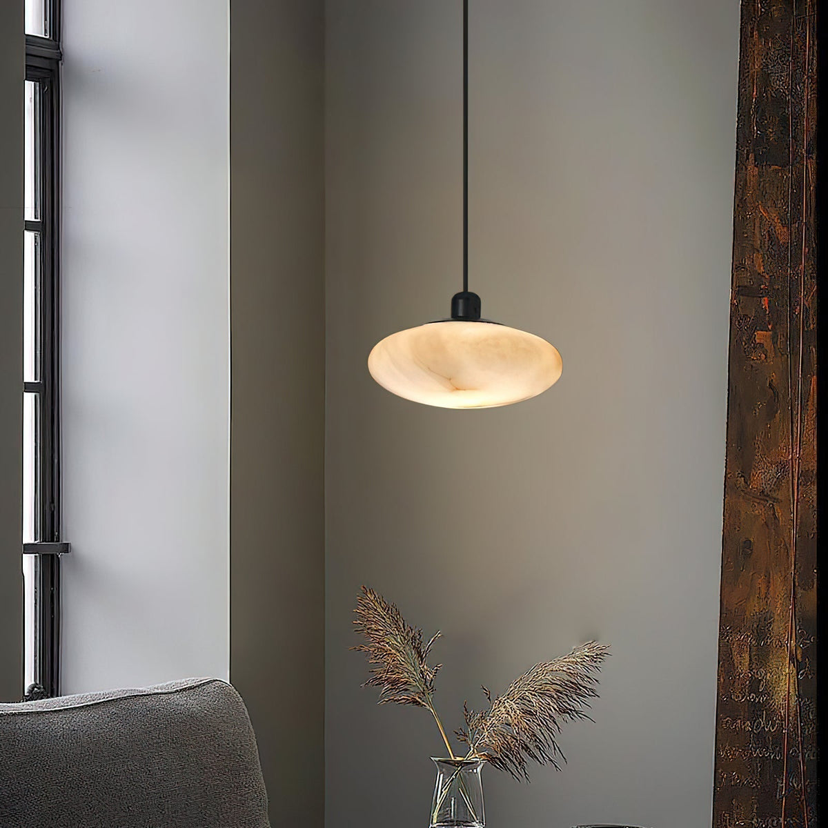 Cuthean Brass Alabaster Pendant Lamp