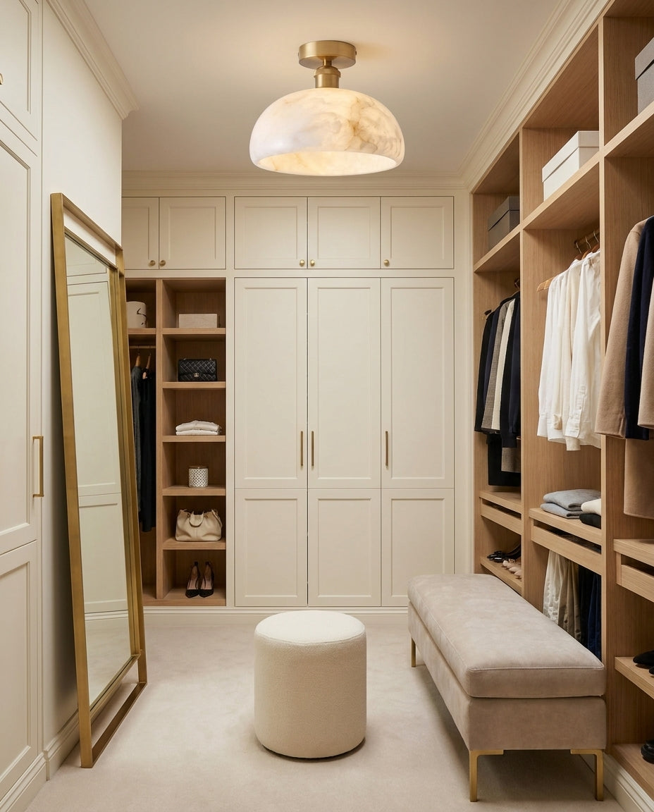 Moss Glow Alabaster Semi- Flush Mount