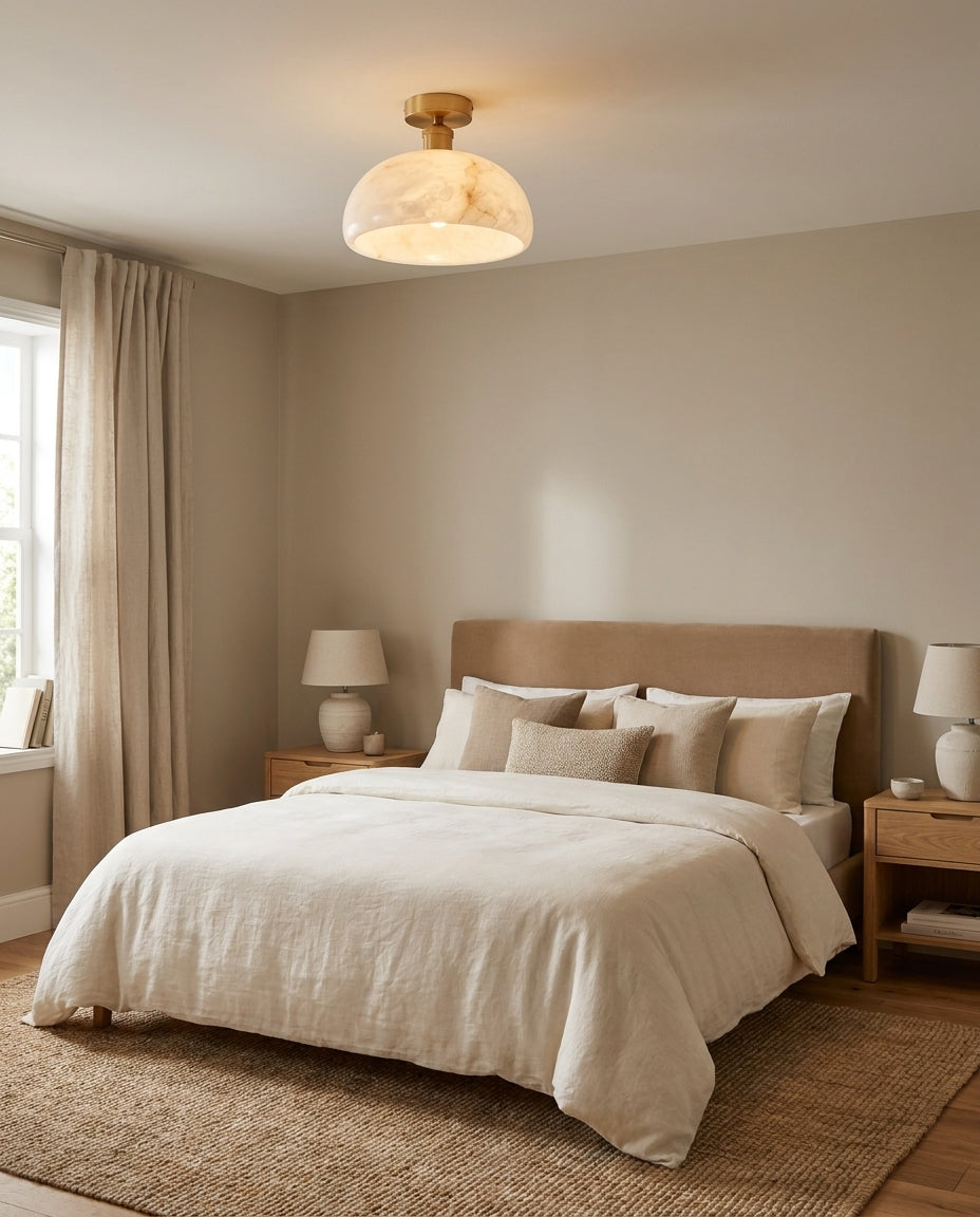 Moss Glow Alabaster Semi- Flush Mount