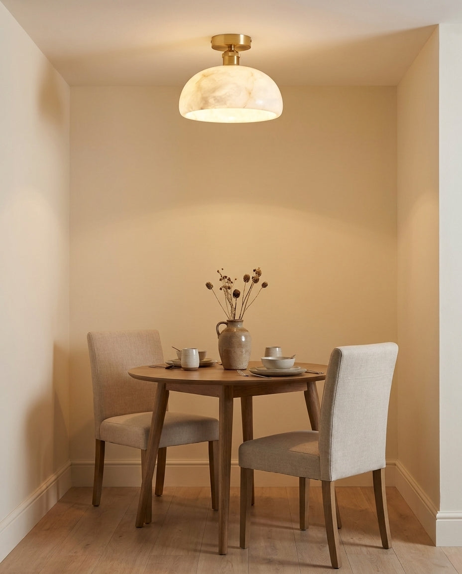 Moss Glow Alabaster Semi- Flush Mount