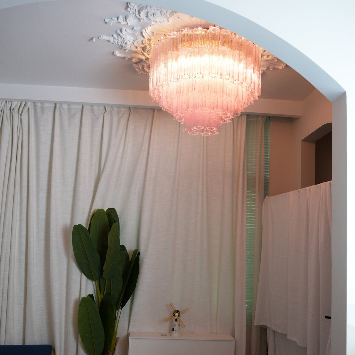 Veliaine Ceiling Lamp Murano Pink Glass Vintage