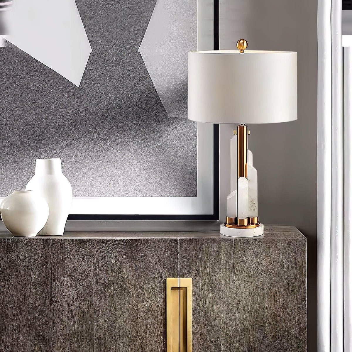 Olvenor Cylindrical Alabaster Table Lamp