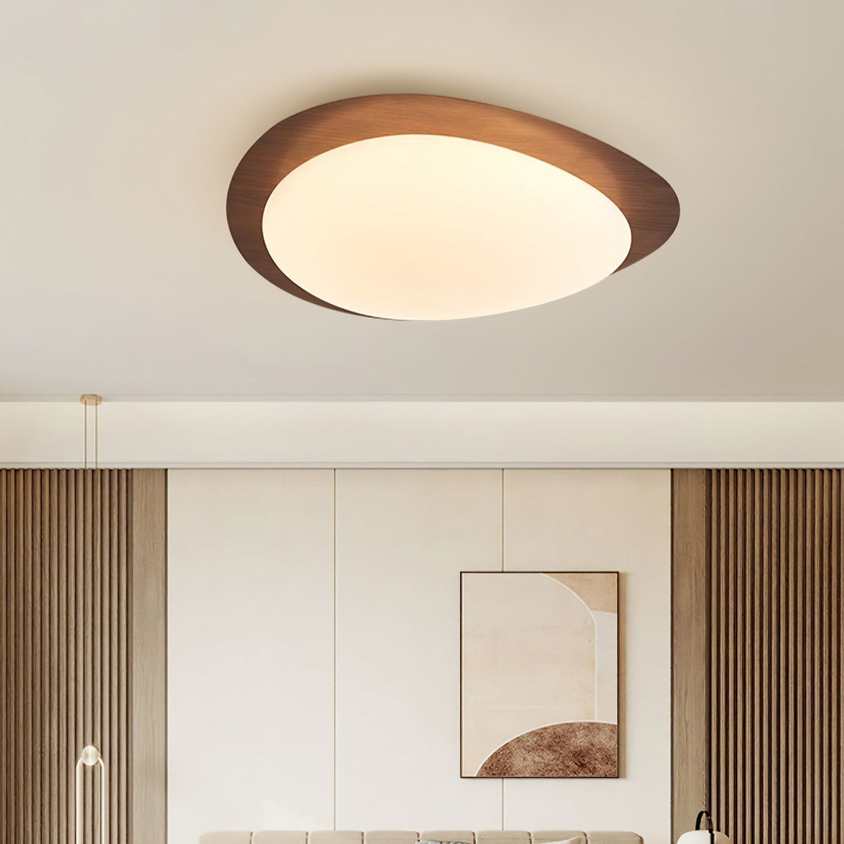 Tulapis Pebble Walnut Ceiling Light