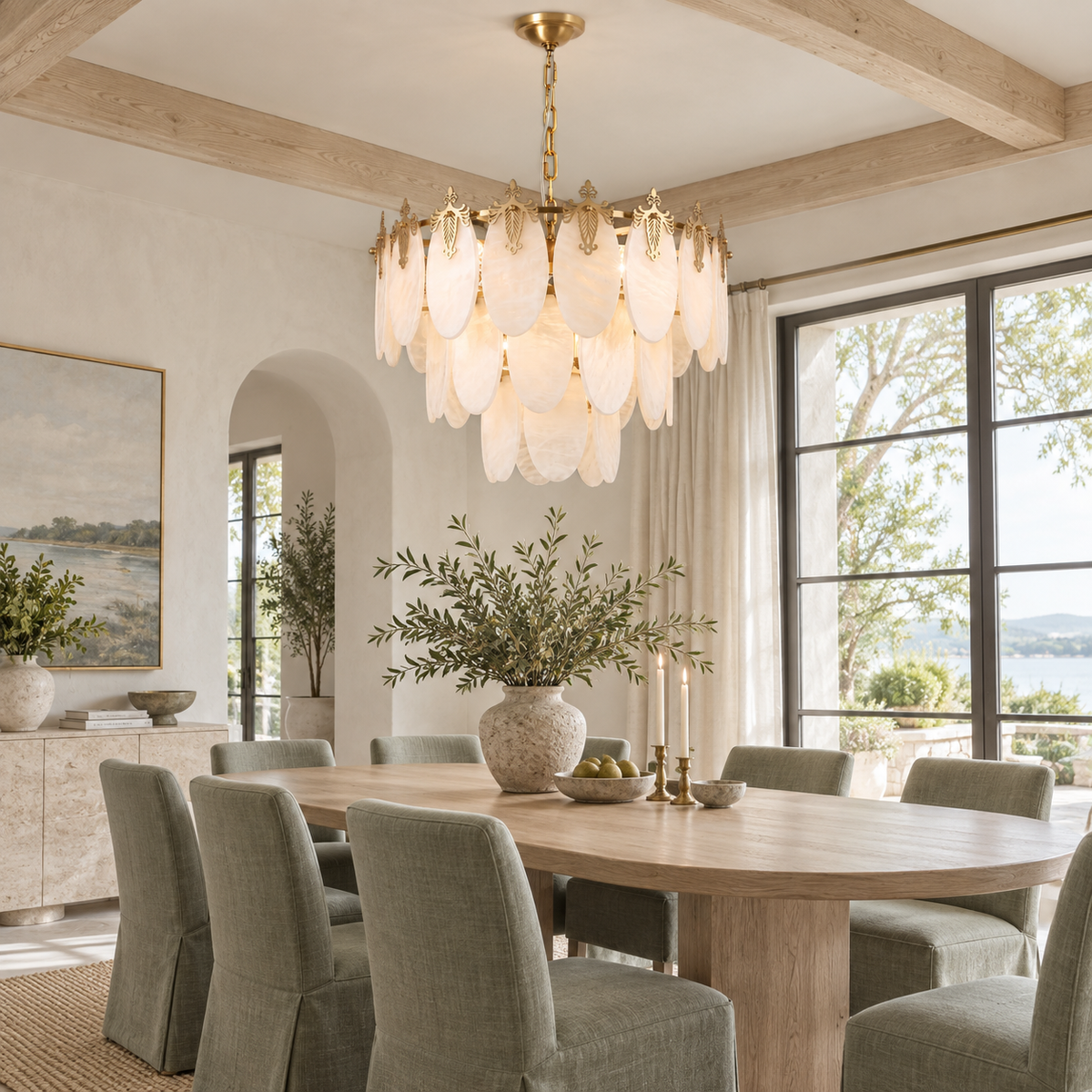 Fallowstone Botanical Alabaster Chandelier