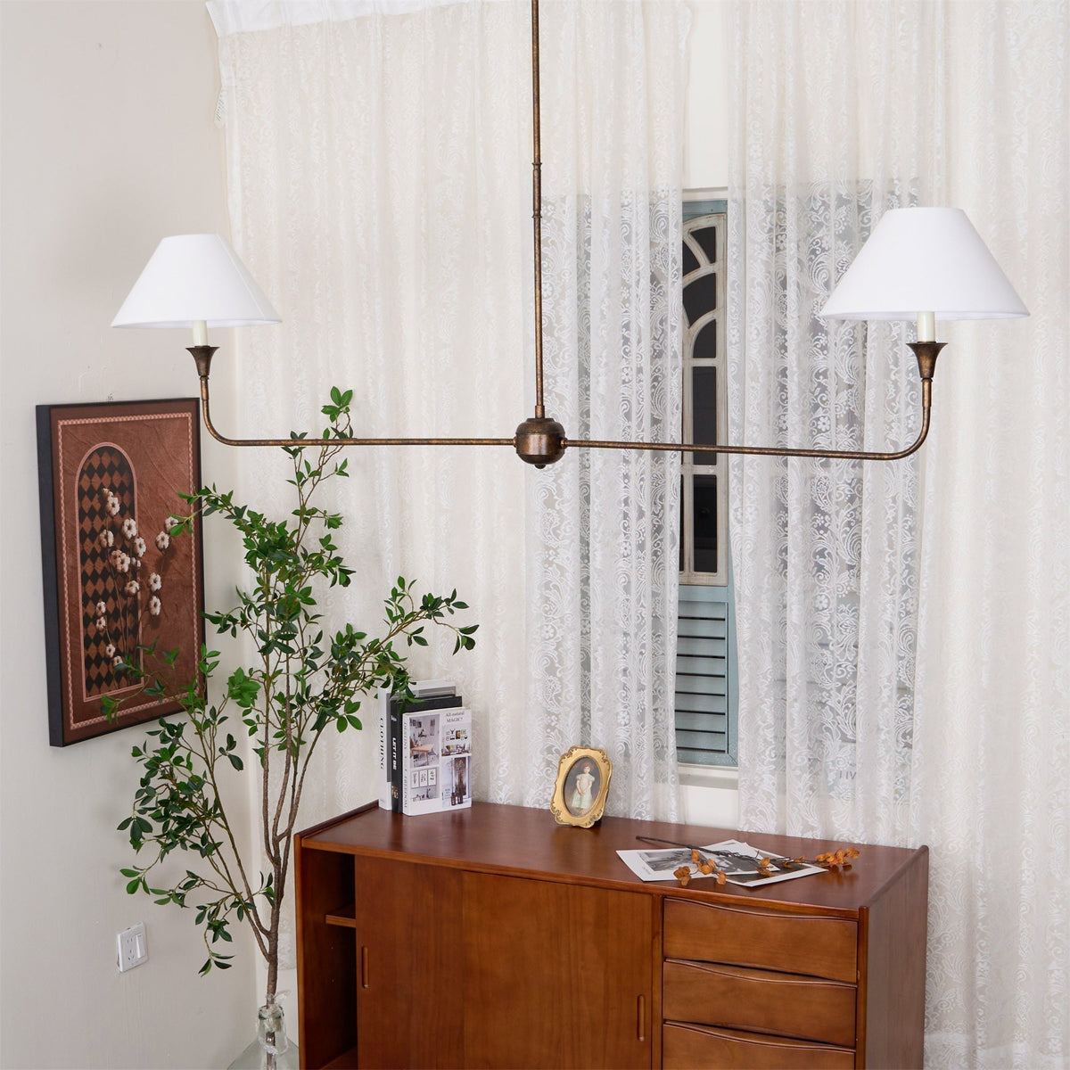 Degirut Modern Linear LED Chandelier Living Room Bedroom